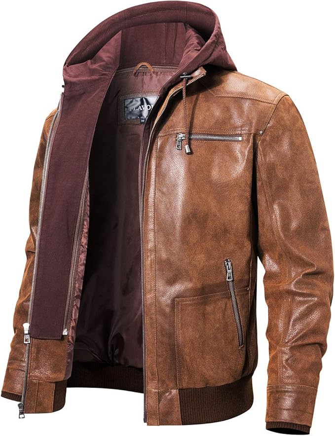 URBAN DRIFT LEATHER HOODED JACKET