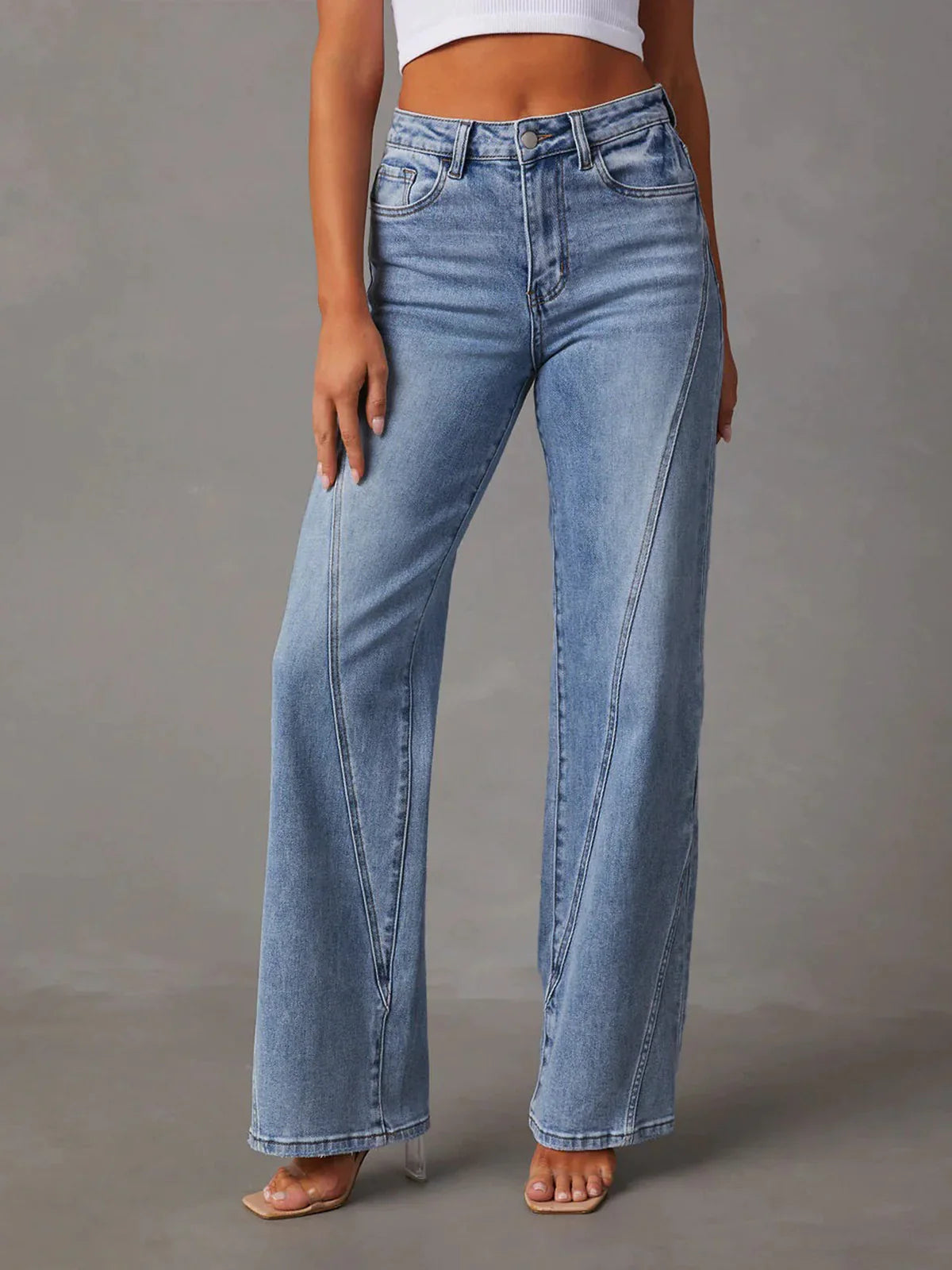 Flared Washed Denim Jeans