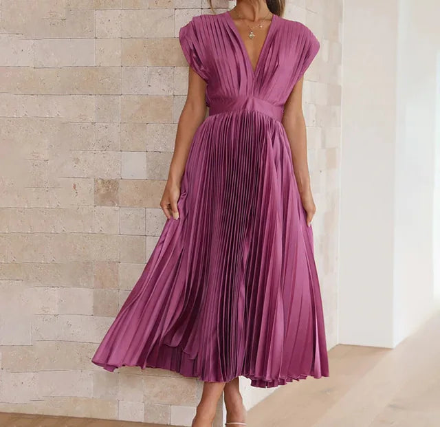 Elena - Sleeveless Pleated Midi Dress
