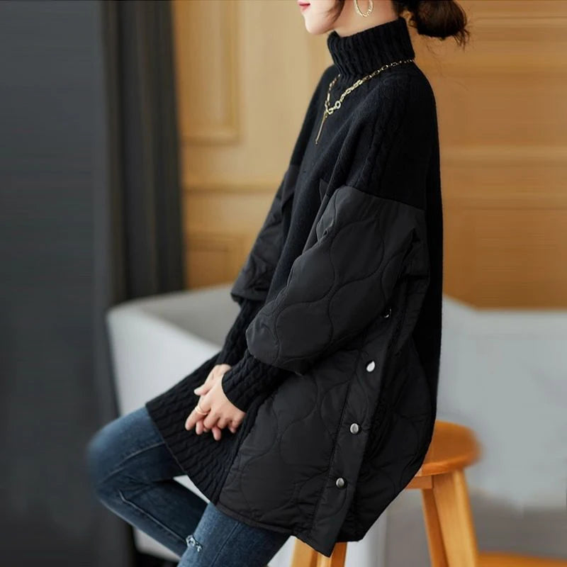 CAROL - TURTLENECK PATCHWORK LOOSE AUTUMN KNIT SWEATER