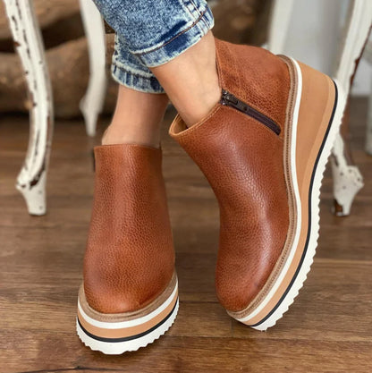 Eliza - Short Wedge Round Toe Orthopedic Boots