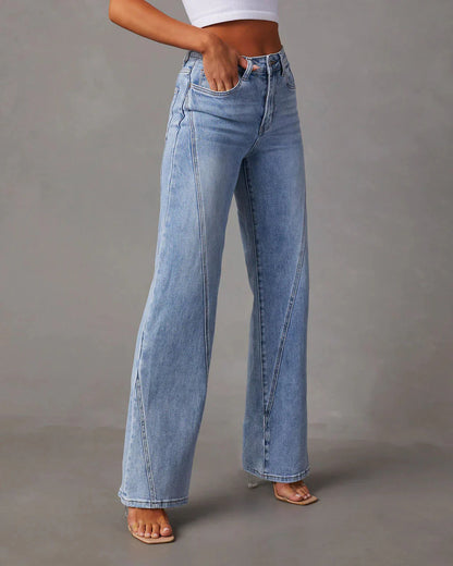 Flared Washed Denim Jeans