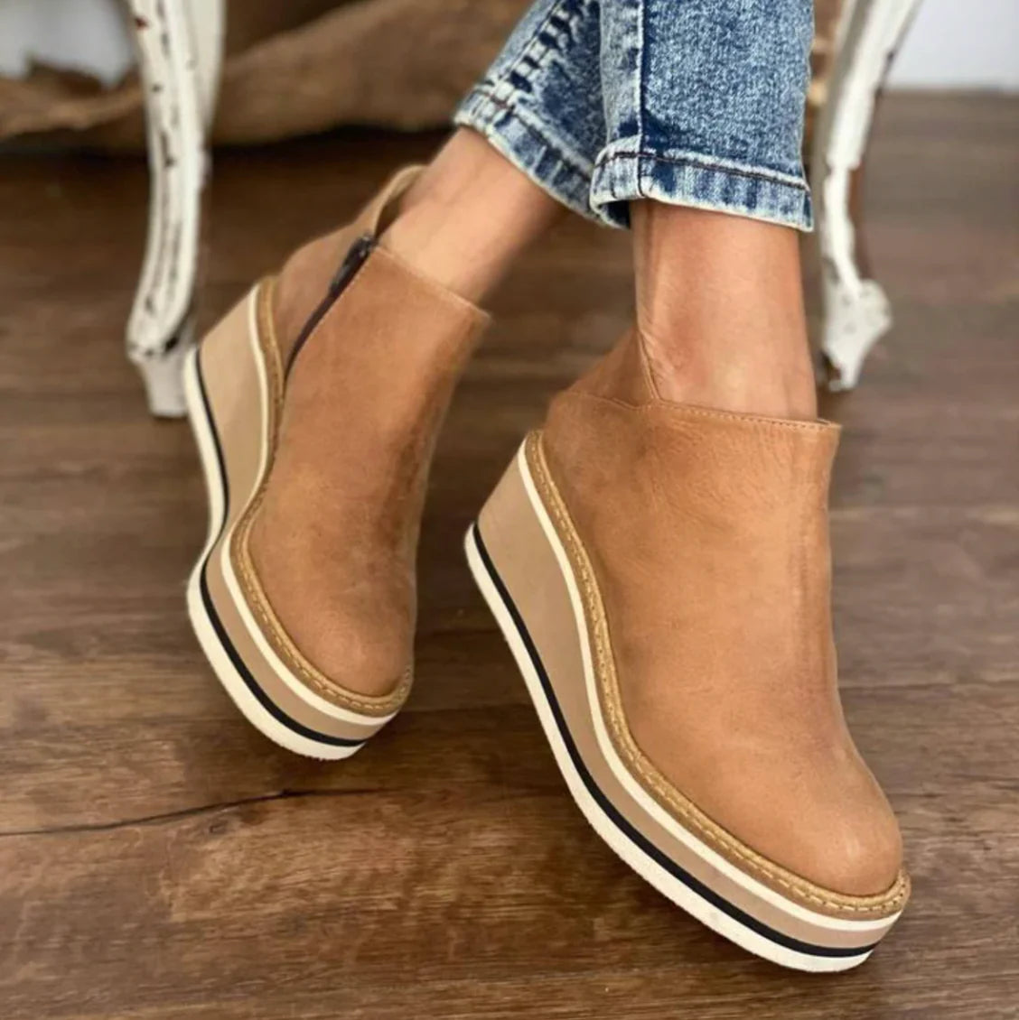 Eliza - Short Wedge Round Toe Orthopedic Boots