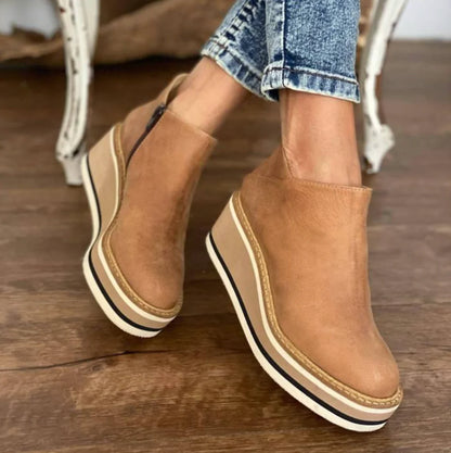 Eliza - Short Wedge Round Toe Orthopedic Boots