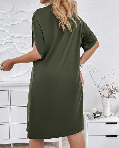 Maya - V-Neck Ruched Cotton Linen Dress