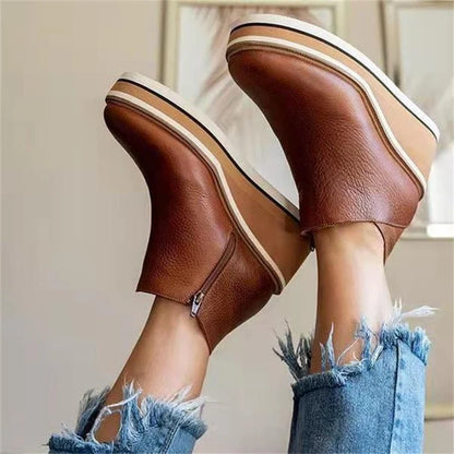 Eliza - Short Wedge Round Toe Orthopedic Boots