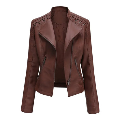Jill - Stylish Lapel Collar Leather Jacket
