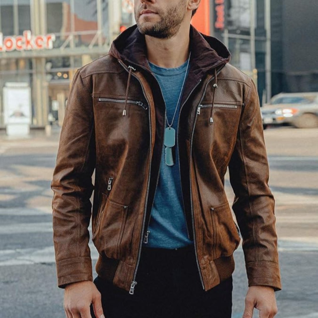 Urban Drift Leather Hooded Jacket