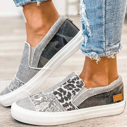 Beverly Casual Raw Edge Canvas Slip-Ons