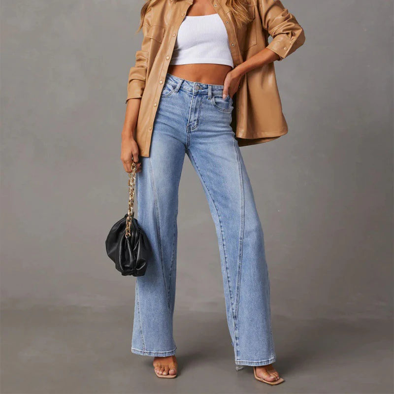 Flared Washed Denim Jeans