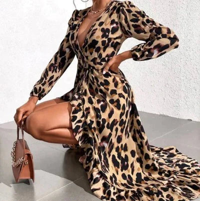 Nyla - Flattering V-Neck Leopard Print Dress – Visohome