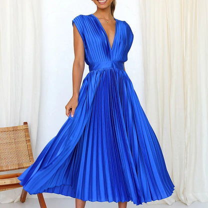 Elena - Sleeveless Pleated Midi Dress