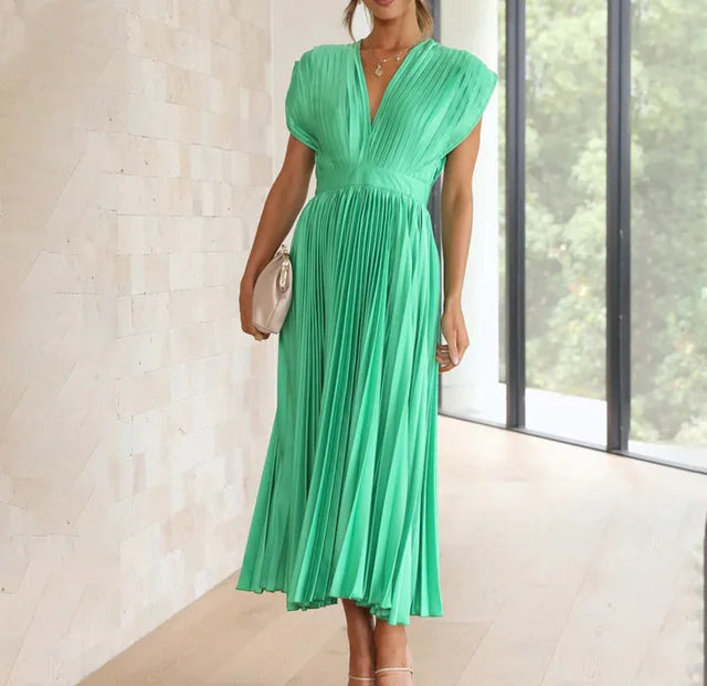 Elena - Sleeveless Pleated Midi Dress