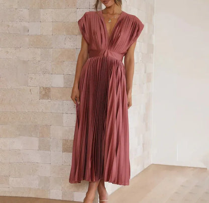 Elena - Sleeveless Pleated Midi Dress