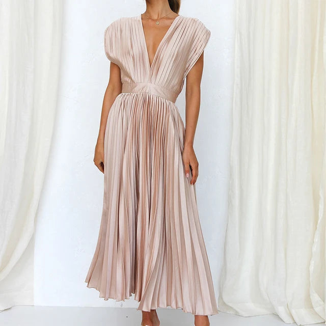 Elena - Sleeveless Pleated Midi Dress