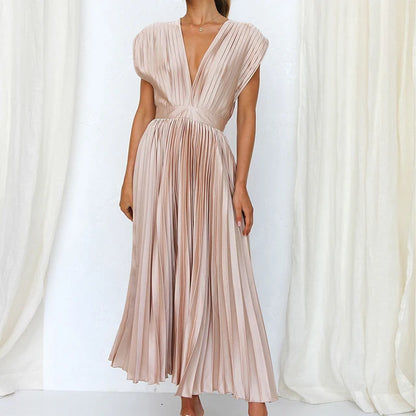 Elena - Sleeveless Pleated Midi Dress