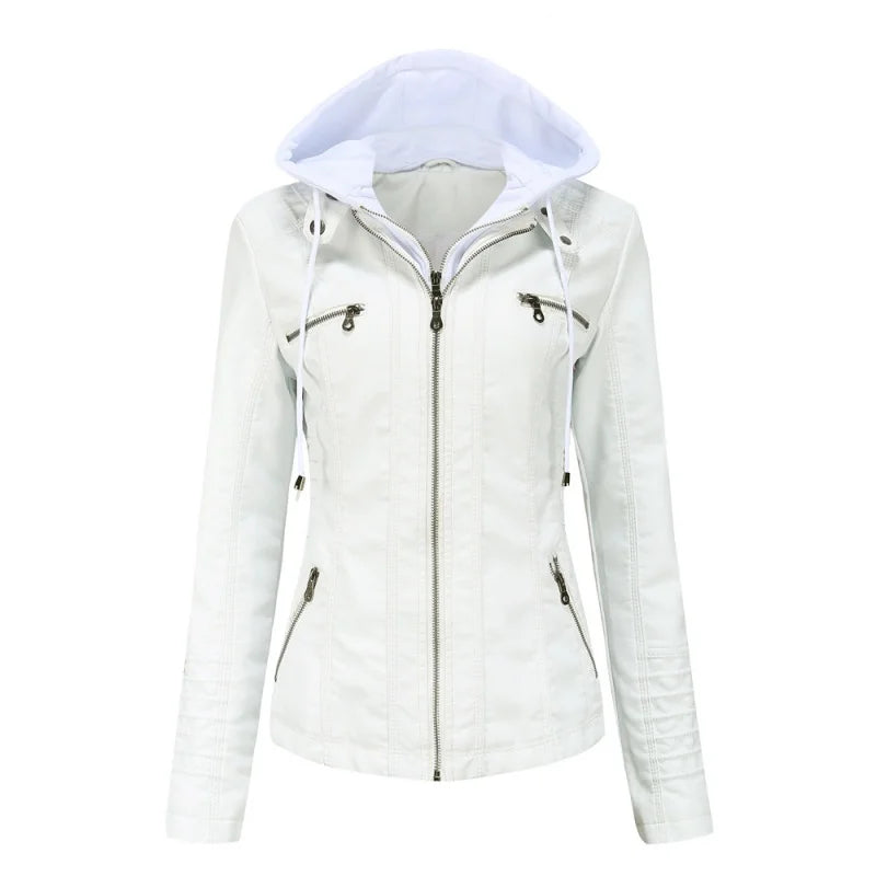 Hayley - Stylish Leather Jacket with Hood