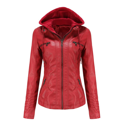 Hayley - Stylish Leather Jacket with Hood