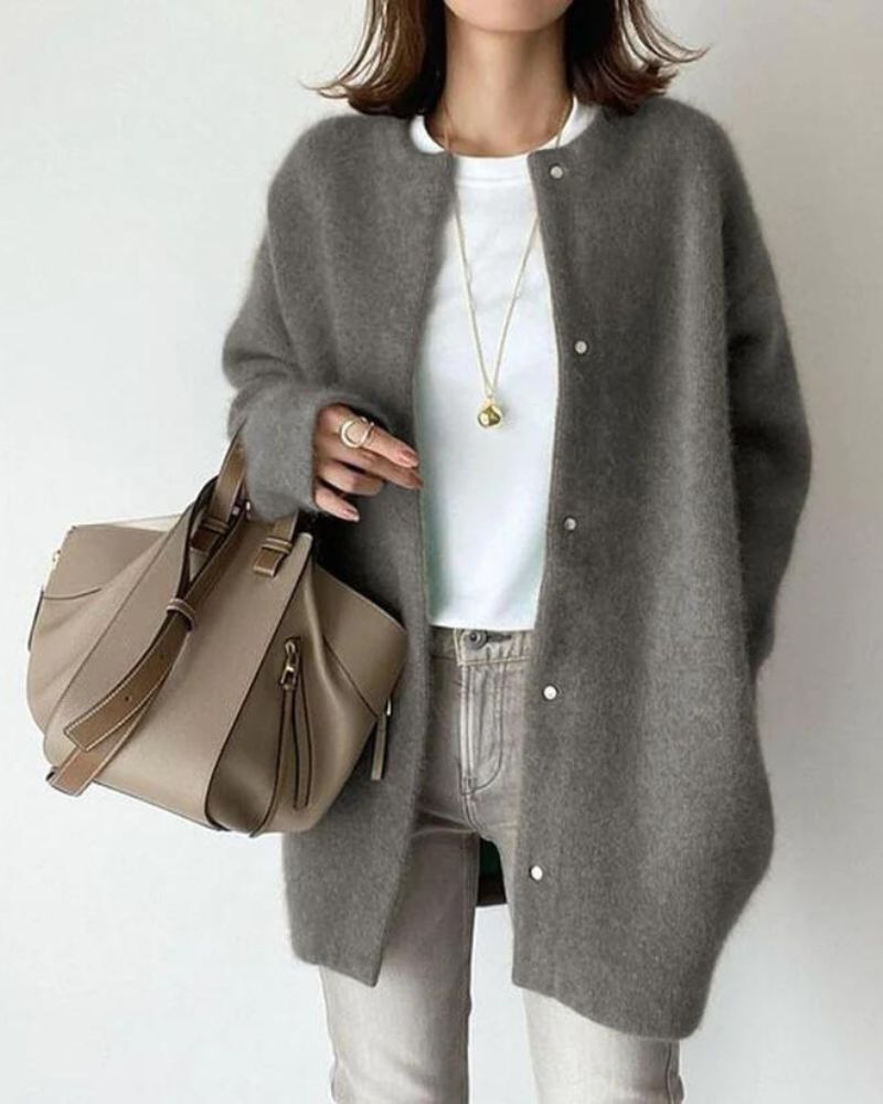 KATHY LONG-SLEEVED BUTTON DOWN CARDIGAN