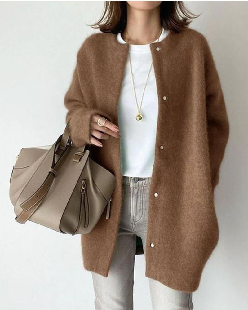 KATHY LONG-SLEEVED BUTTON DOWN CARDIGAN