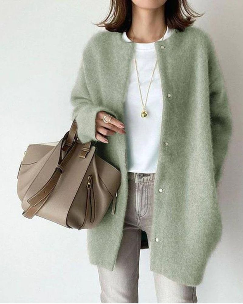 KATHY LONG-SLEEVED BUTTON DOWN CARDIGAN