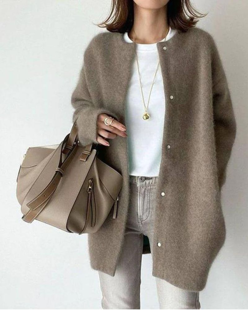 KATHY LONG-SLEEVED BUTTON DOWN CARDIGAN
