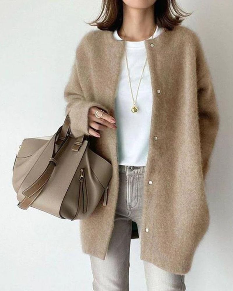 KATHY LONG-SLEEVED BUTTON DOWN CARDIGAN