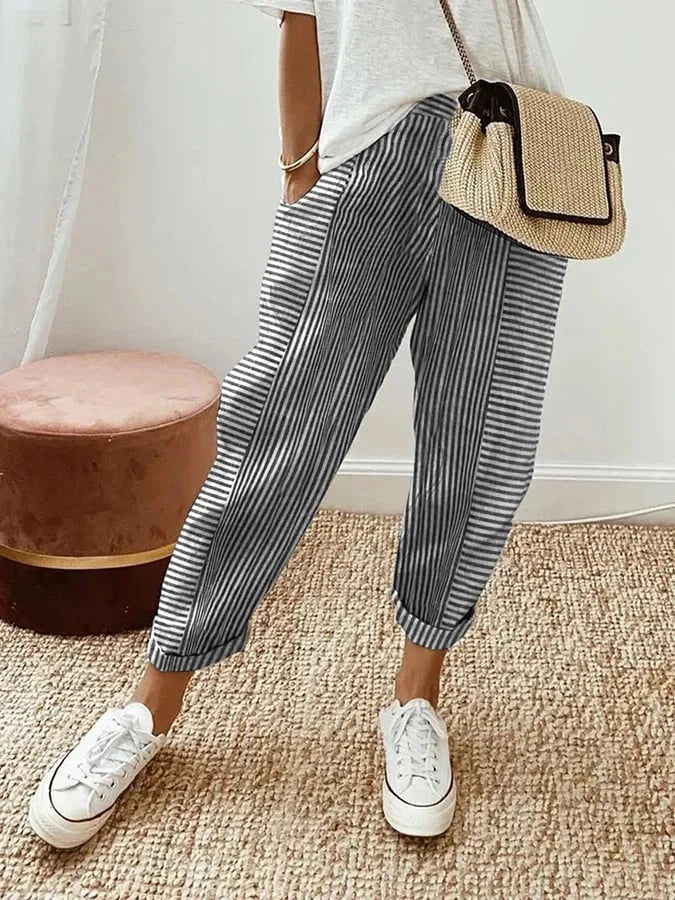 Lisa - Striped Linen Pants