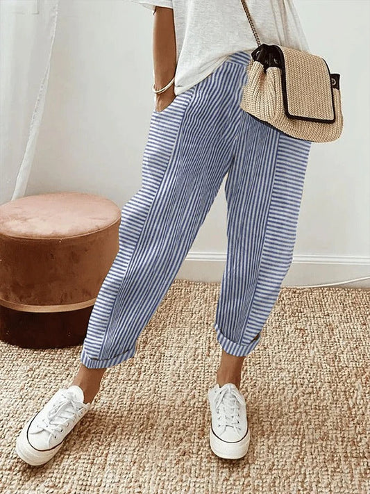 Lisa - Striped Linen Pants