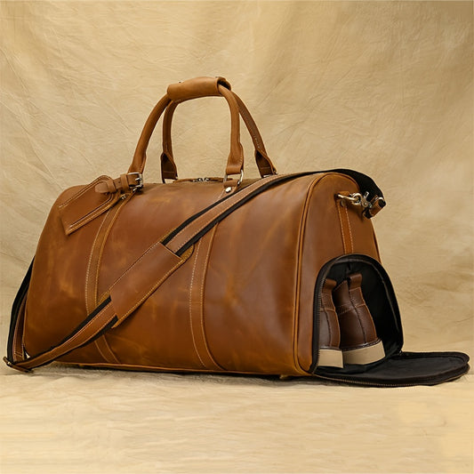 NOMAD LEATHER COWHIDE WEEKENDER WITH SHOE COMPARTMENT TRAVEL BAG