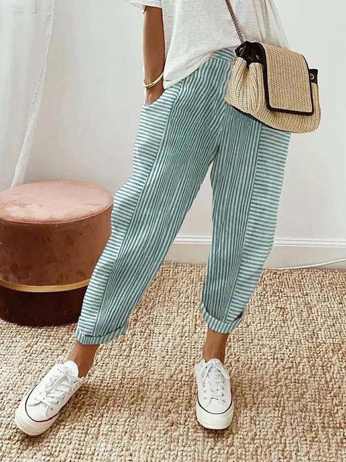 Lisa - Striped Linen Pants