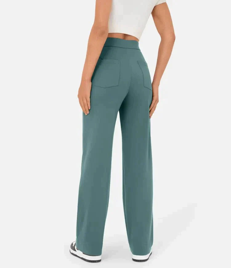 High-Waisted Elastic Casual Pants