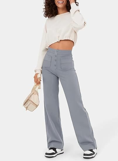 High-Waisted Elastic Casual Pants