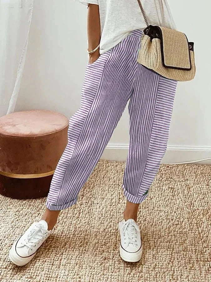 Lisa - Striped Linen Pants